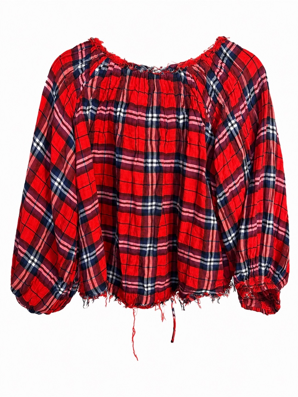 🌺 Free People We The Free Plaid Peasant Top - Picture 4 of 4